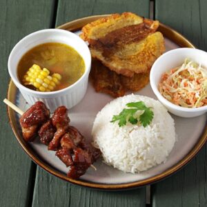 Pork skewer in pineapple sauce